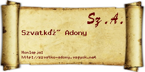 Szvatkó Adony névjegykártya